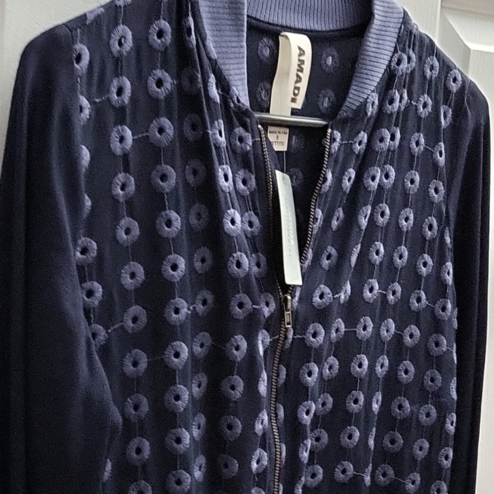COPY - Anthropologie Navy Zippered Bomber Jacket S - Picture 3 of 5